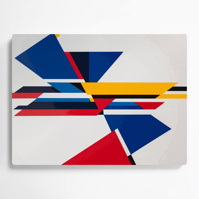 Geometric Abstraction 1 Beige Metal Wall Art, 24" H x 36" W