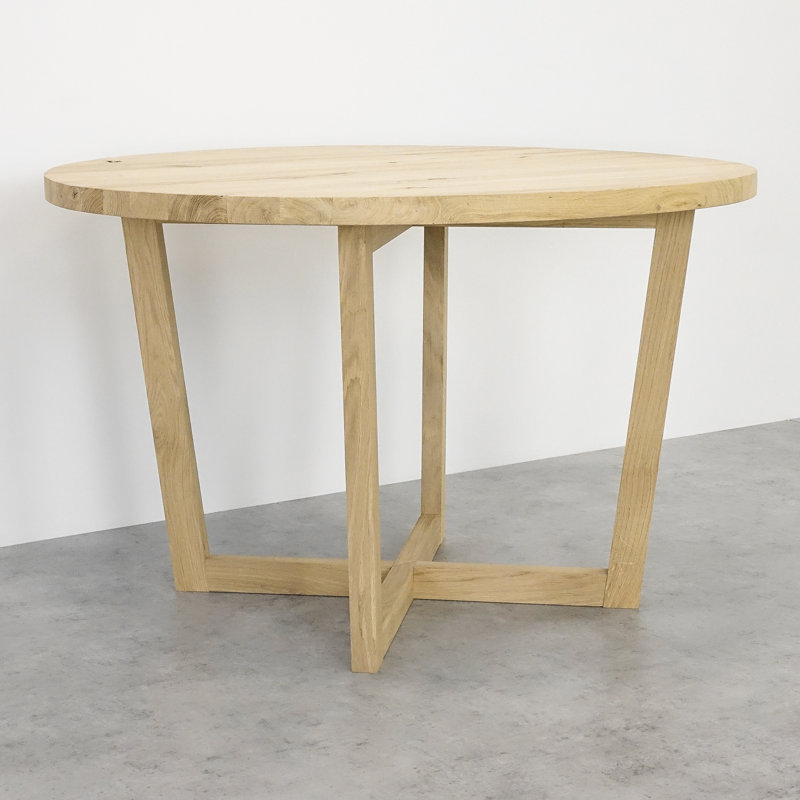Shanay Oak Round Solid Wood Dining Table, H76 x L100 x W100cm, Unfinished