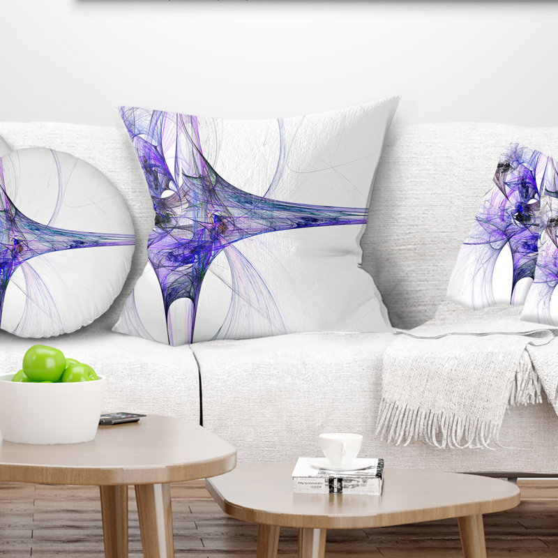 Grande œuvre fractale - coussin imprimé abstrait, 16 po x 1 po, Mauve / Blanc, Coussin décoratif