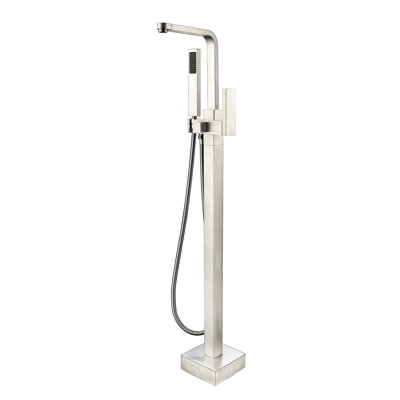Metal Freestanding Bathtub Faucet With Hand Shower In Brushed Nickel, Giving A Soothing Complete Coverage Calming Bath Full Spray Delight