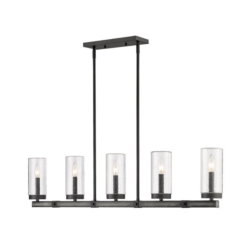 Lustre d'extérieur à 5 ampoules Sheniece, Bois de grange cendré