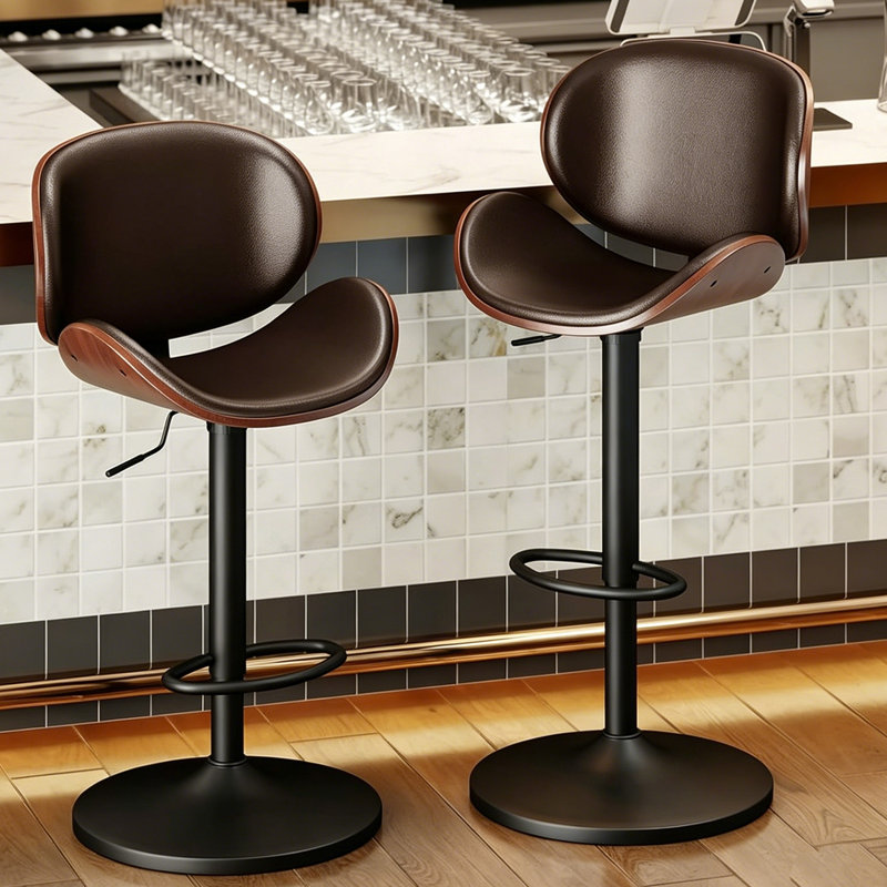 Tabourets de bar rotatifs modernes réglables, Brun
