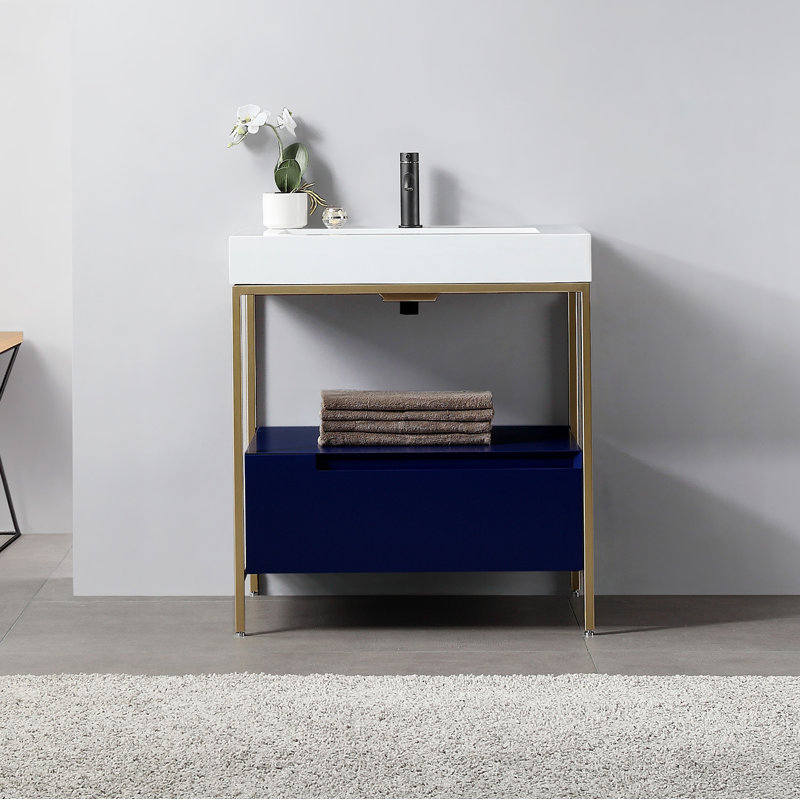 Texel 30" W Single  Vanity, Navy Blue, White, White