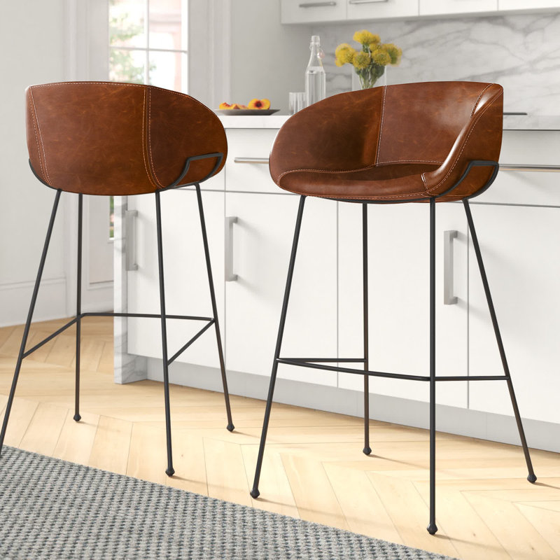 Ardea Counter & Bar Stool, Counter Stool (25.6" Seat Height), Dark Brown Faux Leather