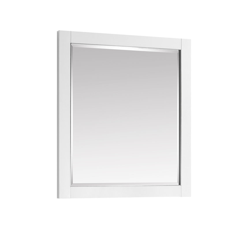 Mason Rectangle Solid Wood Beveled Mirror, Twilight Gray w/ Matte Gold, 32" H x 28" W