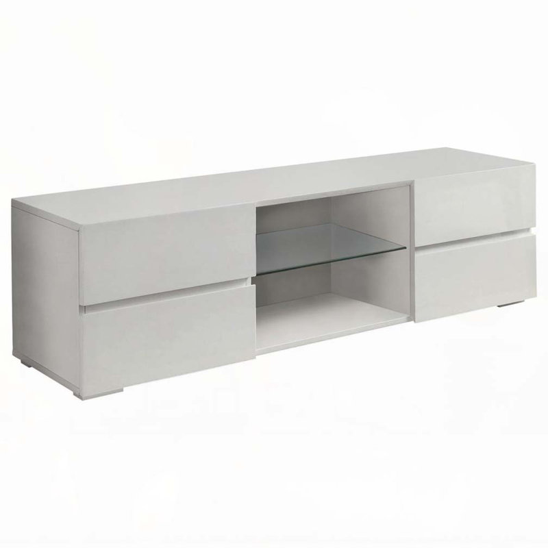 Console à 4 tiroirs blanc brillant