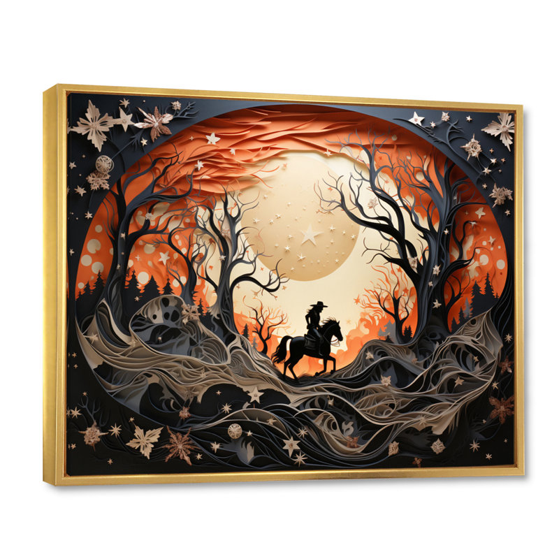 " Western Wild Horse Show ", 16" H x 32" W x 1" D, Gold Floater Framed