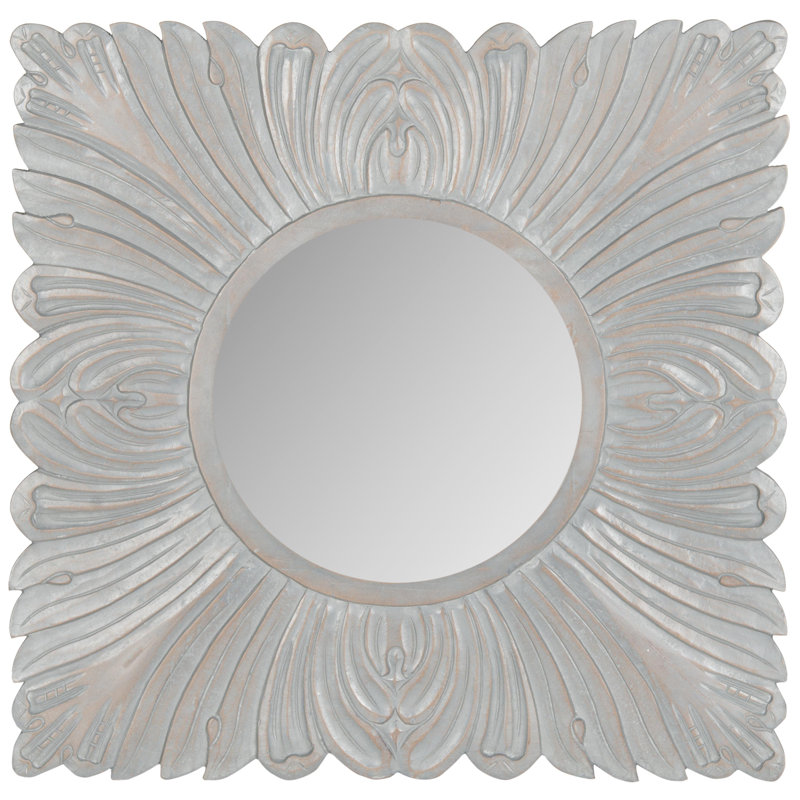 Engineered Wood Flat Wall Mirror, Gray