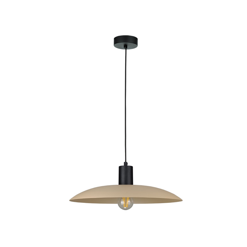 1 - Light Matte Black Dome Pendant, Black/Latte