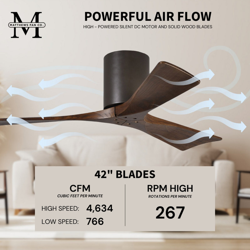 Irene Ceiling Fan, Textured Bronze, 42", Walnut Tone