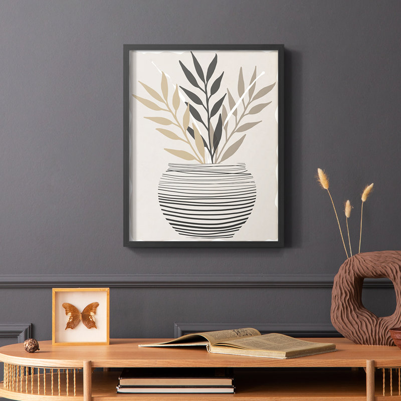 Palmier I, reproduction encadrée - bois massif, Cadre simple noir, H 10 po x l 8 po