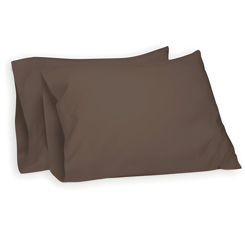 400TC Sateen Cotton Solid Pillowcases (Set Of 2), Chocolate
