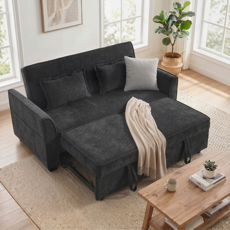 167 cm W Eucalyptus Outdoor Sofa, Black
