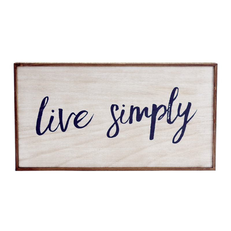 Décoration murale «Live Simply» en bois blanc cassé 20,5 po