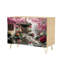 Sideboard Buffet Cabinet with Storage Traditional Chinese Courtyard Cherry Blossoms Red Lanterns Soft Pastel with 2 Doors for Living Room and Kitchen