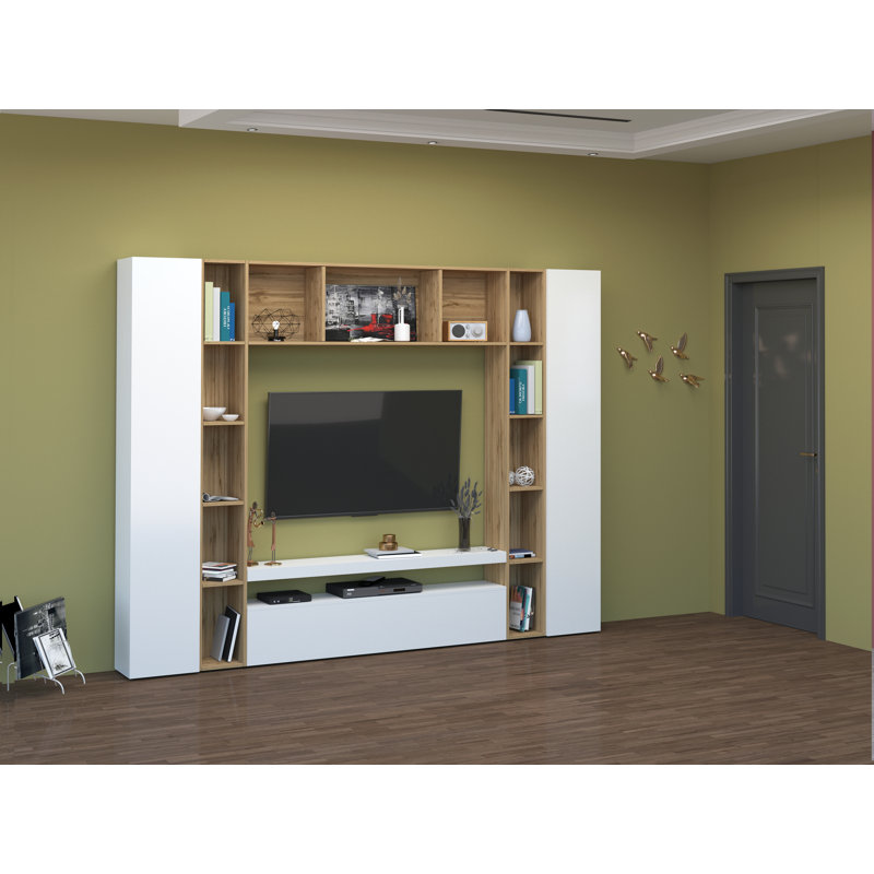 Unfinished Floating Entertainment Centre for TVs up to 65", White Glossy