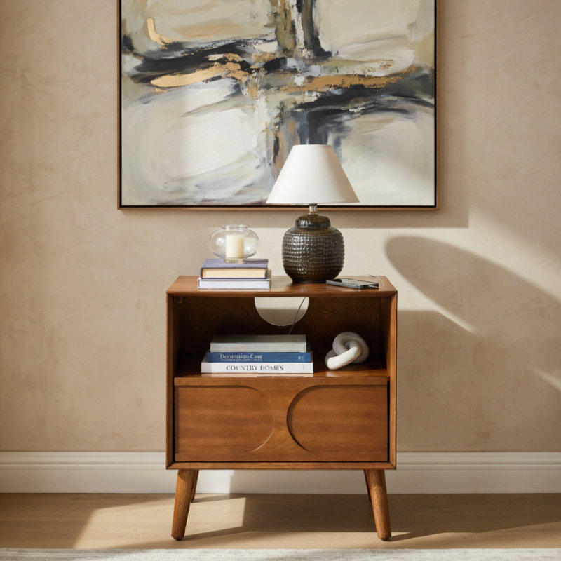 Table de chevet cannelée moderne Mid Century