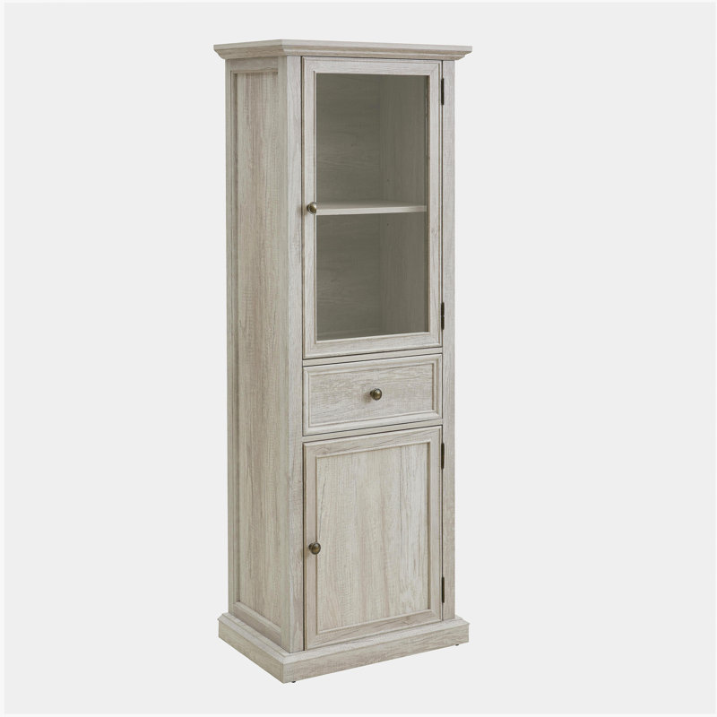 Tall Storage Cabinet, Freestanding Cabinet with Glass Door and Shelves, Sideboard cabinet, Cabinet with Drawer for Living Room, Kitchen, Dining Room, Office, White