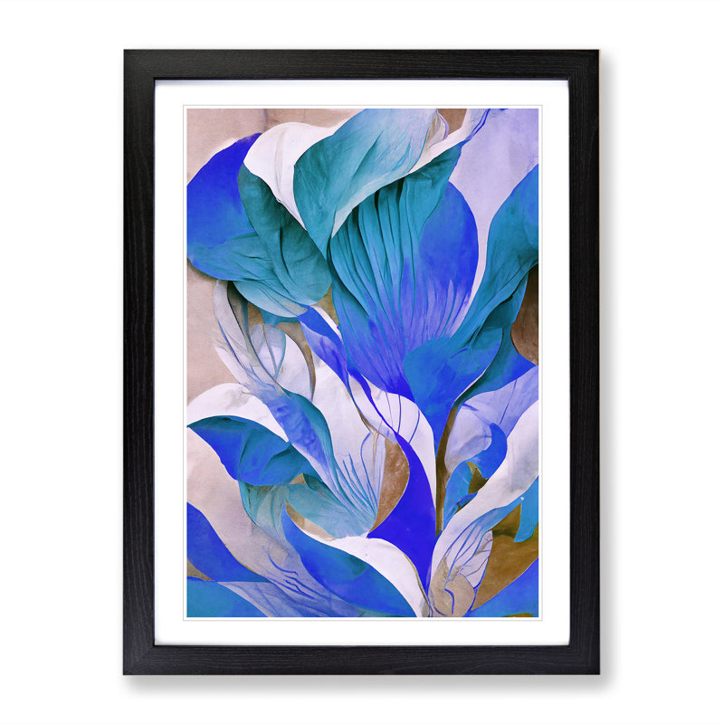XV1022-2751X Modern Abstract Floral No.3 - Single Picture Frame Painting, 64cm H x 46cm W x 2cm D, Black