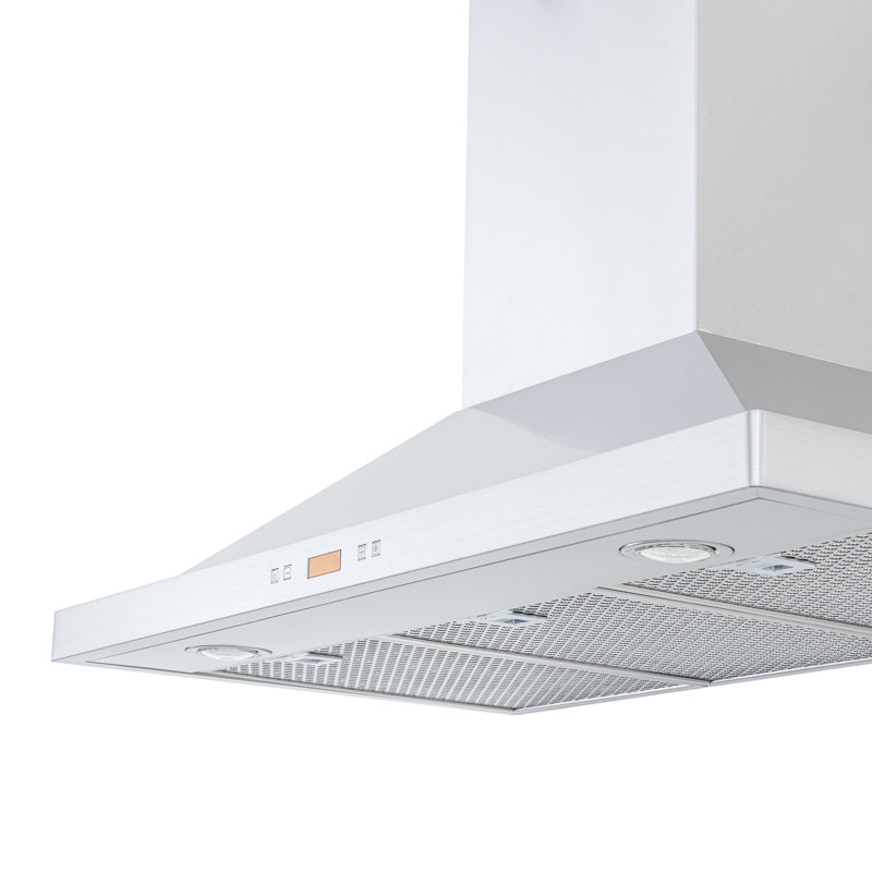 Hotte murale PROLINE de 24 pouces, conduit, 600 pi³ / min, acier inoxydable, lumières DEL, moteur de ventilateur ULTRA-SILENCIEUX, 6 vitesses, garantie de 3 ans, filtres lavables au lave-vaisselle