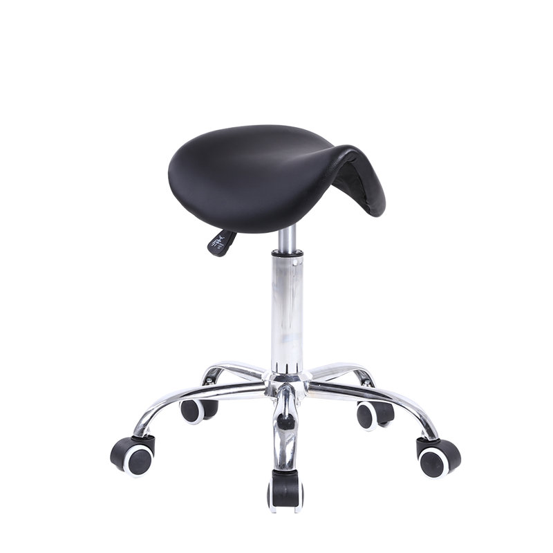 Adjustable Height Ergonomic Lab Stool with Wheels, Black