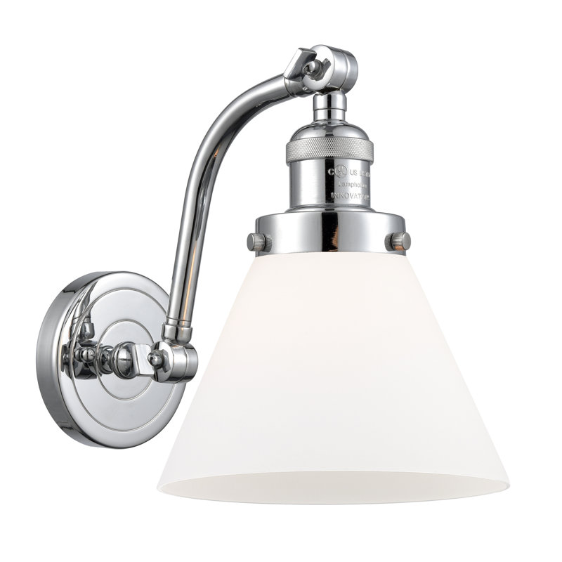 Cone 1 Light Sconce, LED, Matte White Cased, Polished Chrome
