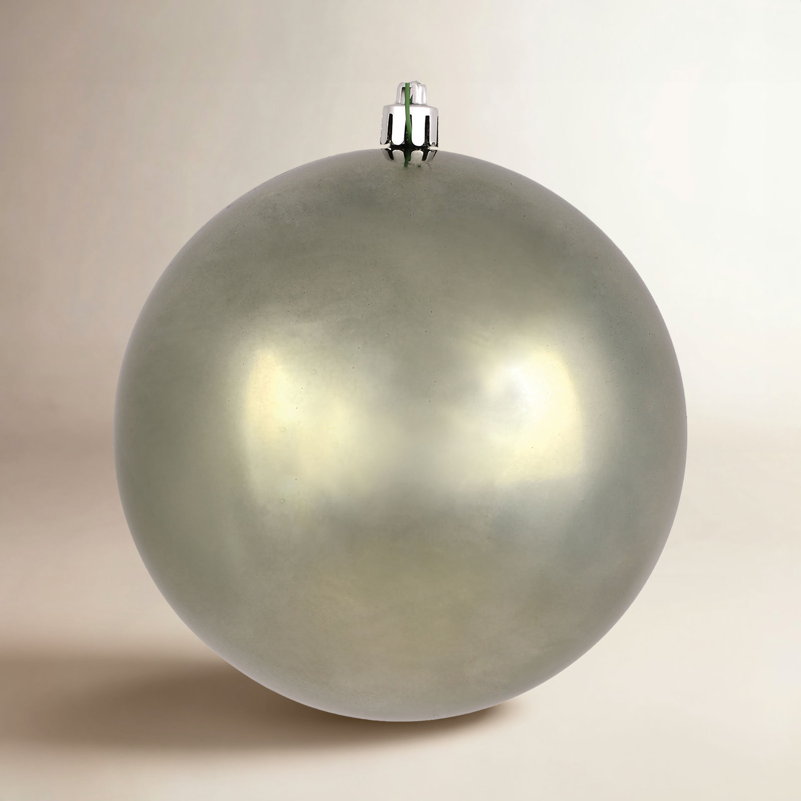 Holiday Décor Ball Ornament, 3" H x 3" W x 3" D, Limestone Shiny