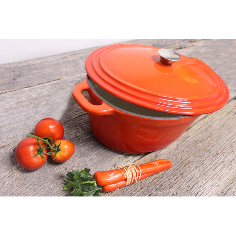 Neo 8qt Orange Enameled Cast Iron Oval Dutch Oven