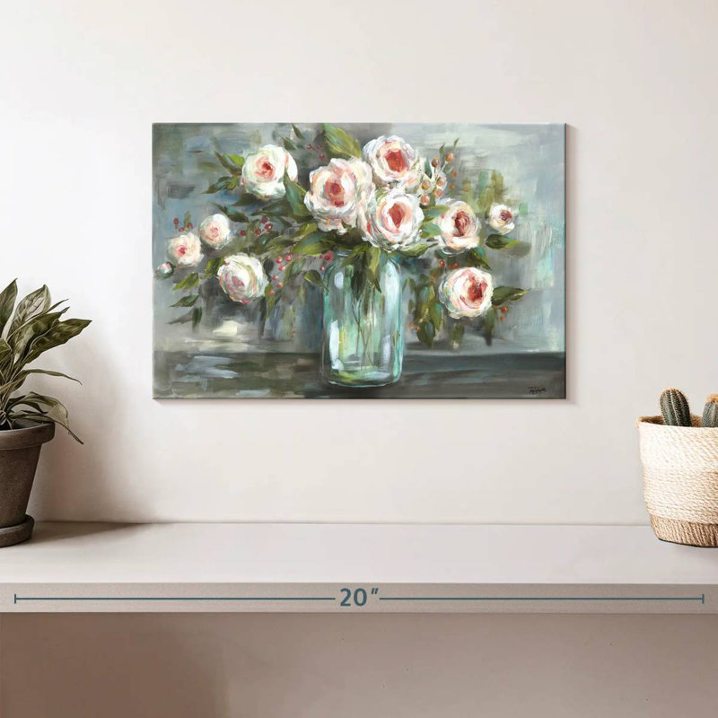 Harnek, fleurs roses, nature morte, paysage, H 8 po x l 12 po