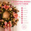 Couronne de Noël 24 po avec 20 lumières DEL, fleur de pin, boule et boule pour porte d'entrée, manteau de cheminée et décoration de fenêtre 24 po