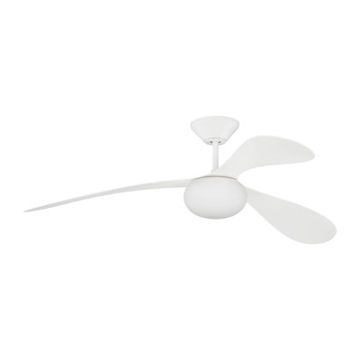  Drape Smart 58 LED Indoor Ceiling Fan with Threaded Downrod, Matte White ABS blades and Handheld Remote