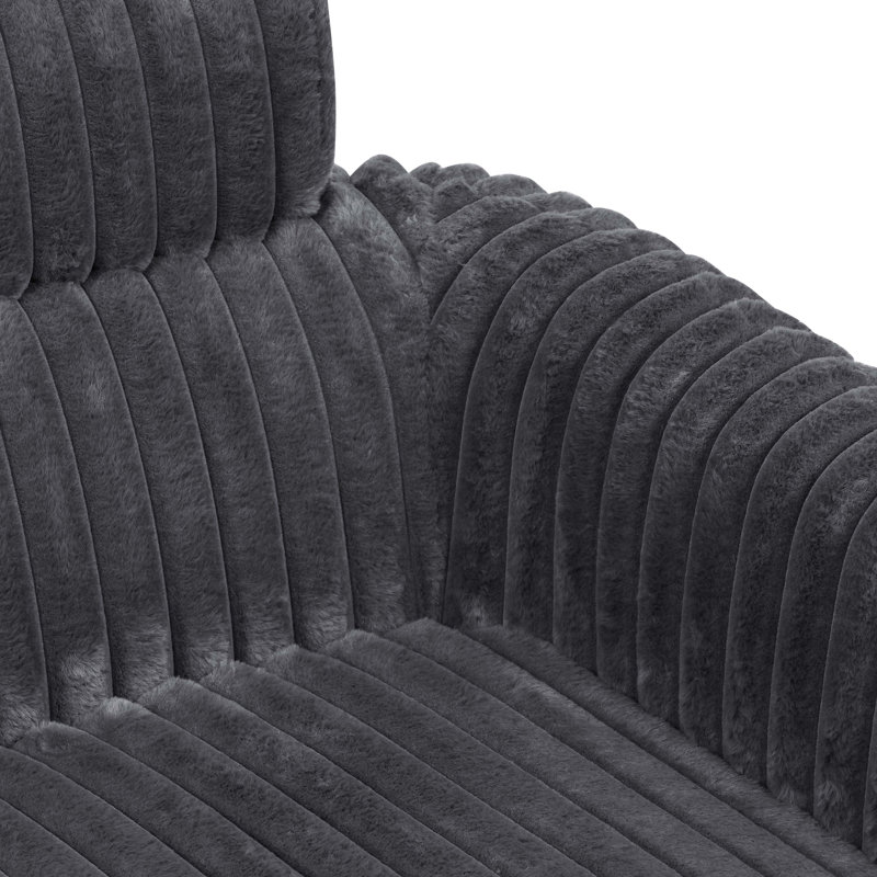 Luxe Velvet Swivel Chair, Gray Corduroy