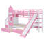 Lit superposé de style rose Twintwin, 2 tiroirs, 3 tablettes, glissoire, bois de pin massif et grande capacité de poids, idéal pour la rénovation de la chambre à coucher-130481031-130481034