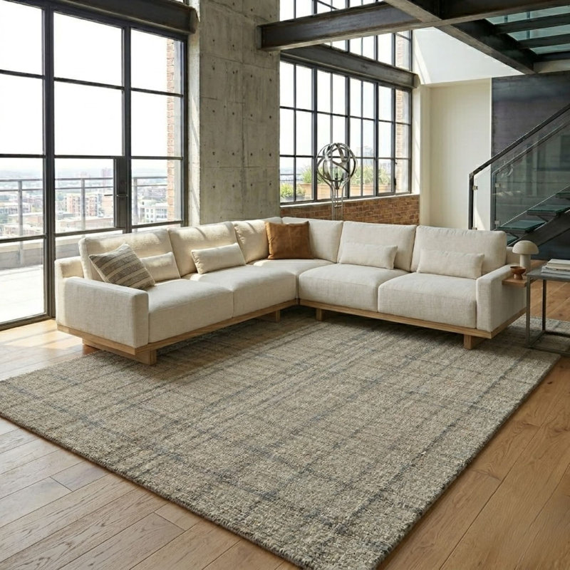 Tapis brun en laine tissé à la main Bakstran