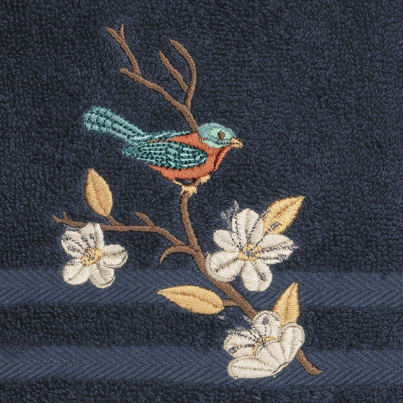 Spring Time Turkish Cotton Midweight Hand Towel, Midnight Blue