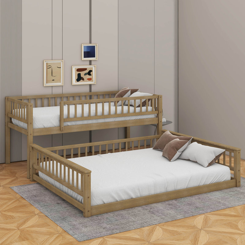 Twin XL Over Queen Bunk Bed, Walnut