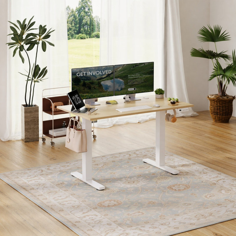 Bureau électrique debout à hauteur réglable avec contrôleur de mémoire, gestion des câbles et crochet pour casque d'écoute