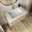 Meuble-lavabo mural pré-assemblé en contreplaqué avec lavabo, tiroir et porte-266529819
