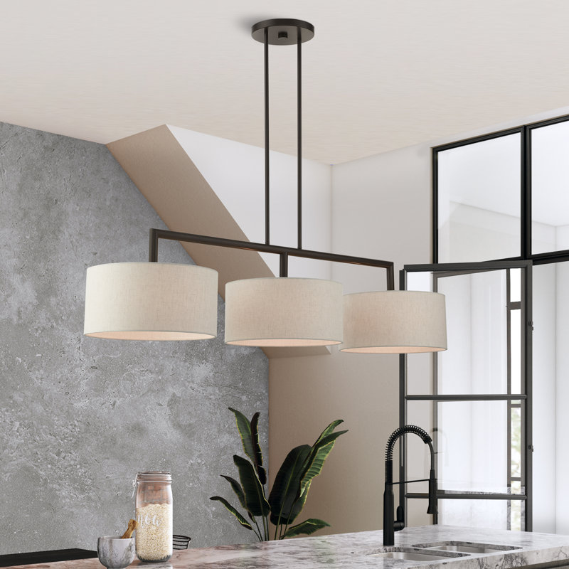 Luminaire suspendu pour îlot de cuisine 3 lumières Konur , Bronze anglais