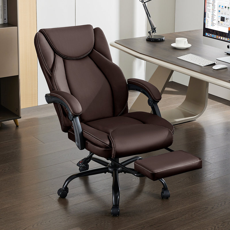 Ergonomic Executive Chair with Footrest, Brown
