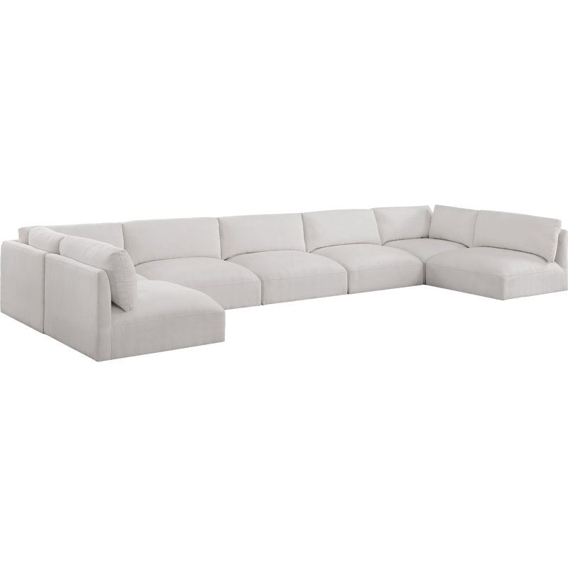 Canapé modulaire réversible en coin Hyrie, Tissu crème en polyester