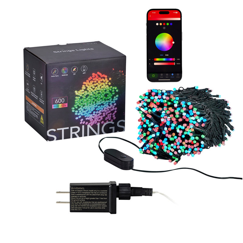 Vivvi App Based Indoor/Outdoor String Lights, 196.8 Ft 600 LEDs, 2,360"