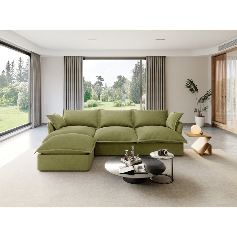Modular Sectional Couch Down Filled Sofa, Comfty Convertible Deep Seat Cloud Couch For Living Room, Detachable Washable Couches Cushion Covers