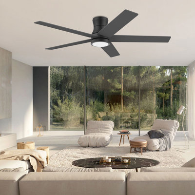 5-Blade Smart Flush Mount Ceiling Fan with Lights Remote, Voice WIFI Alexa App Control, Quiet DC Motor