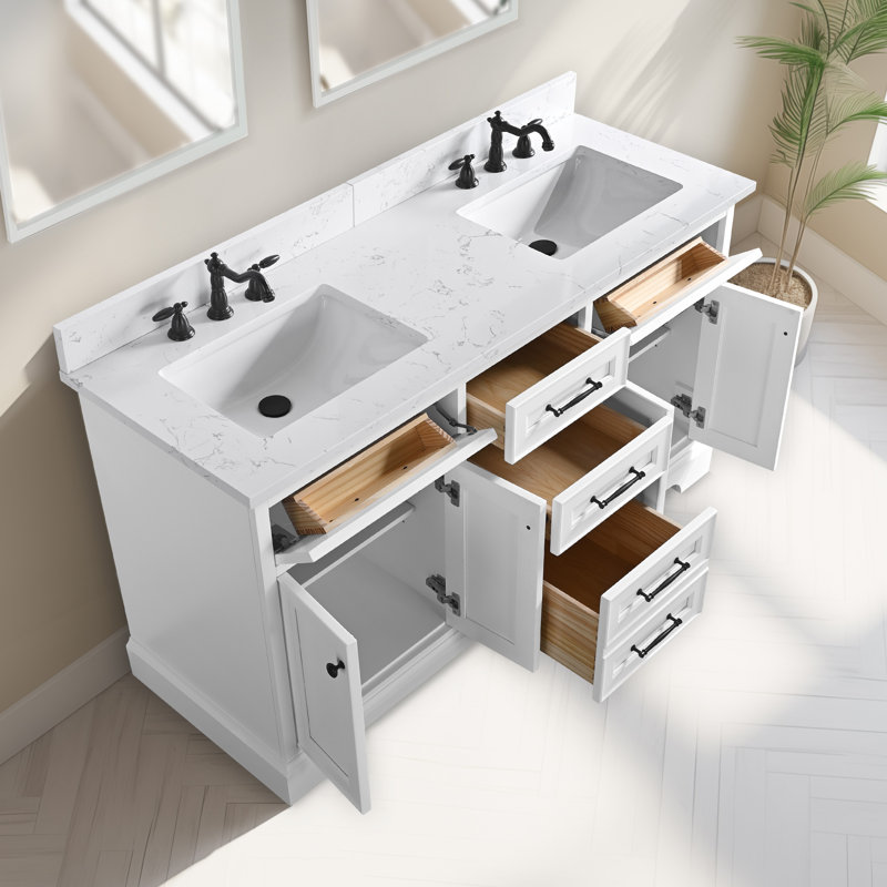 Ensemble de meuble-lavabo double 60 po Aanayah, Blanc