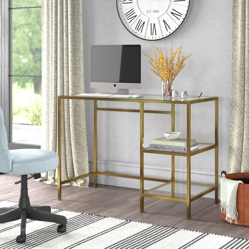 Bureau en verre Eiffe, Doré