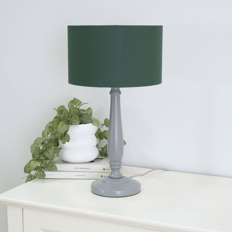Annum Wood Table Lamp, Green, Yes, Grey