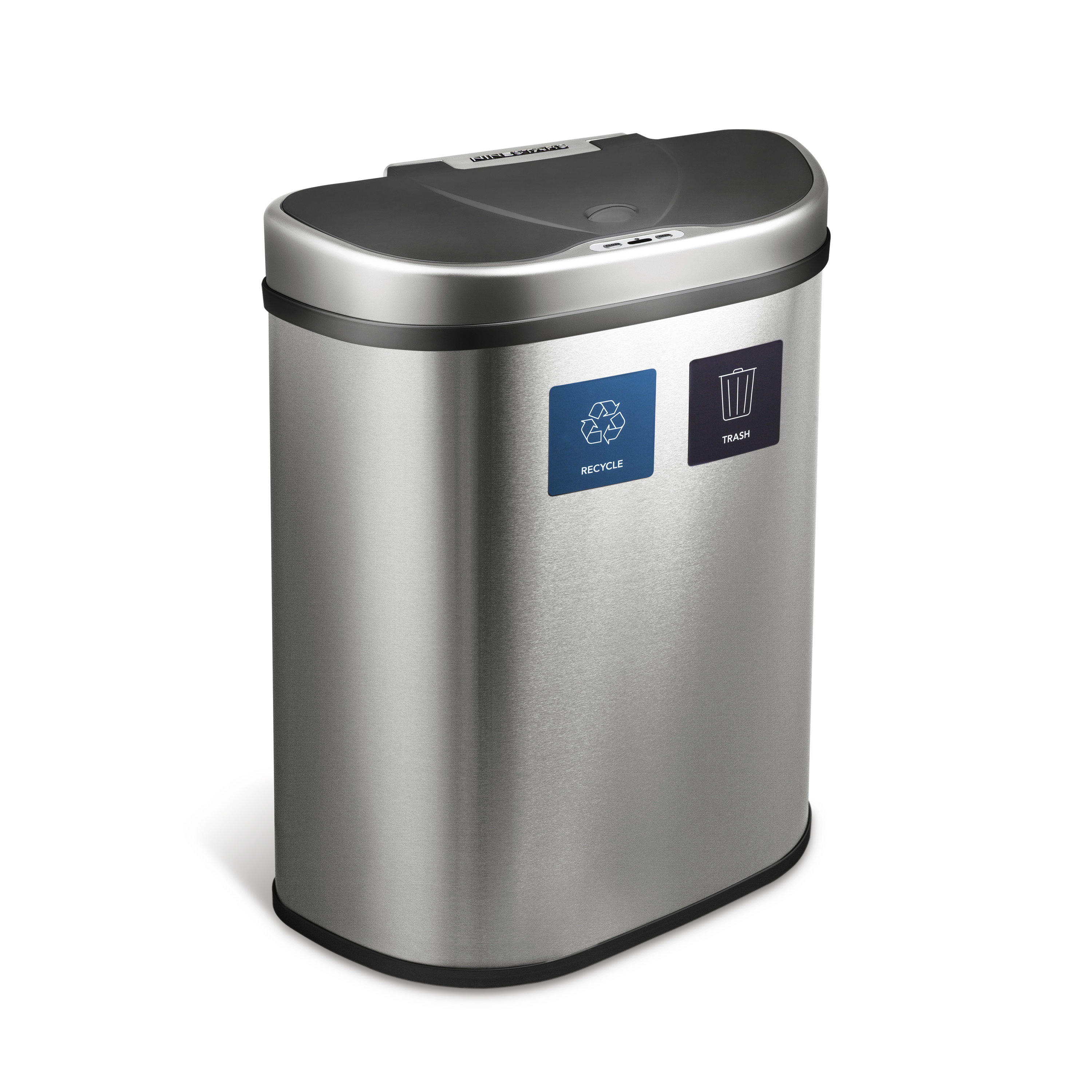 Nine Stars Steel 18.5 Gallon Motion Sensor Multi-Compartments Trash and Recycling Bin