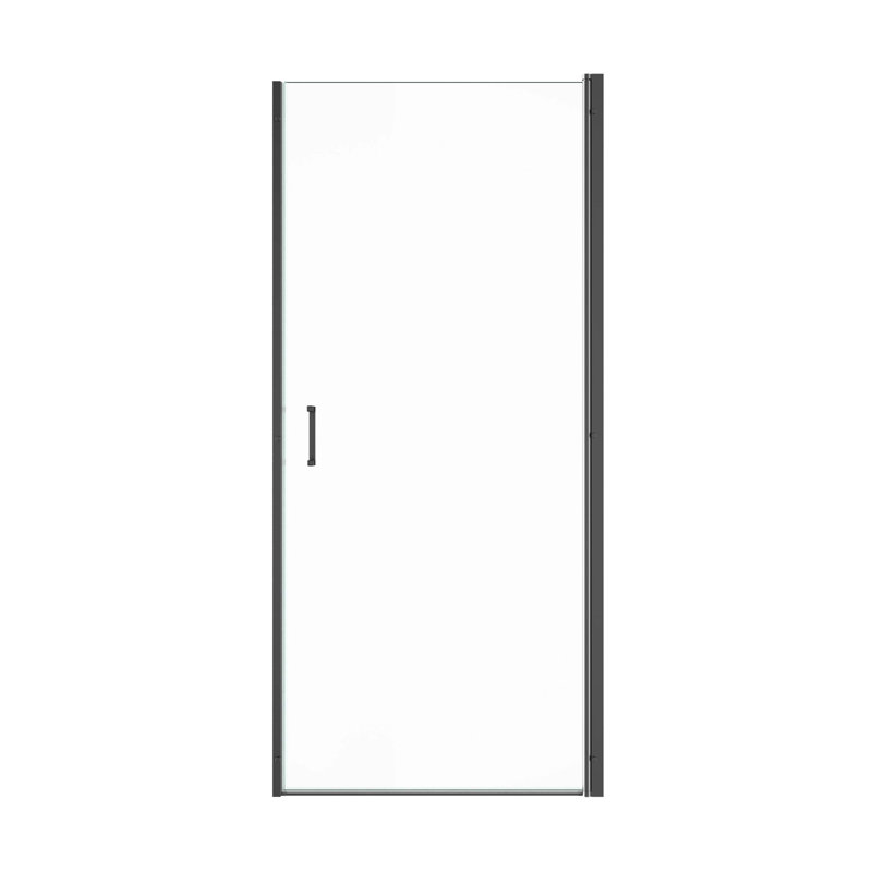 32" W X 72" H Semi-Frameless Circular Pivot Shower Door With 1/4" (6Mm) Thick Tempered Glass, Matte Black