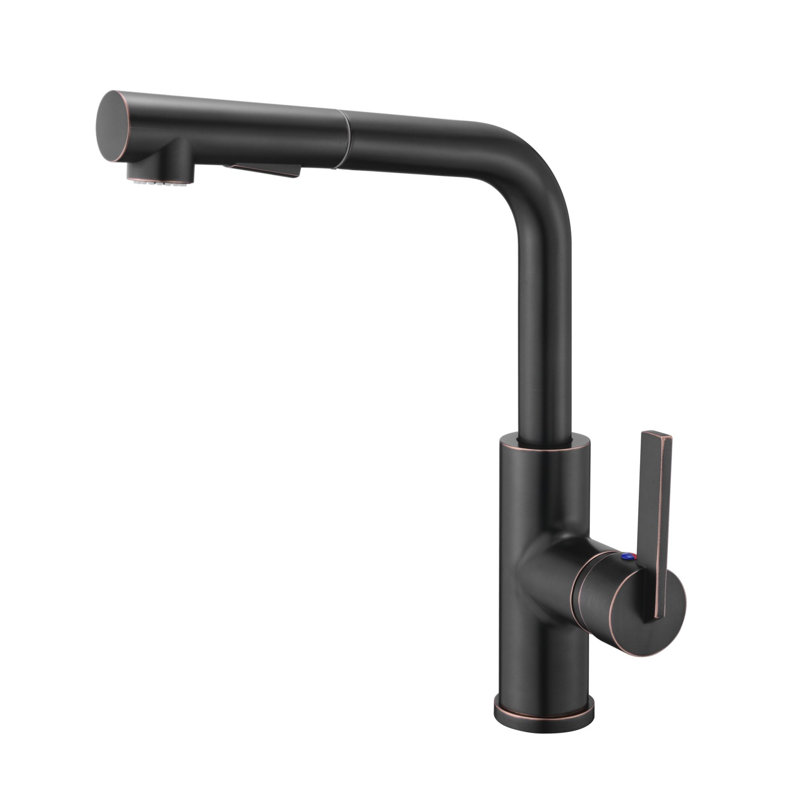 Hena Collection 1-Hole Installation Single Handle Kitchen Faucet with Pull Out Spout Sprayer - Oil Rubbed Bronze